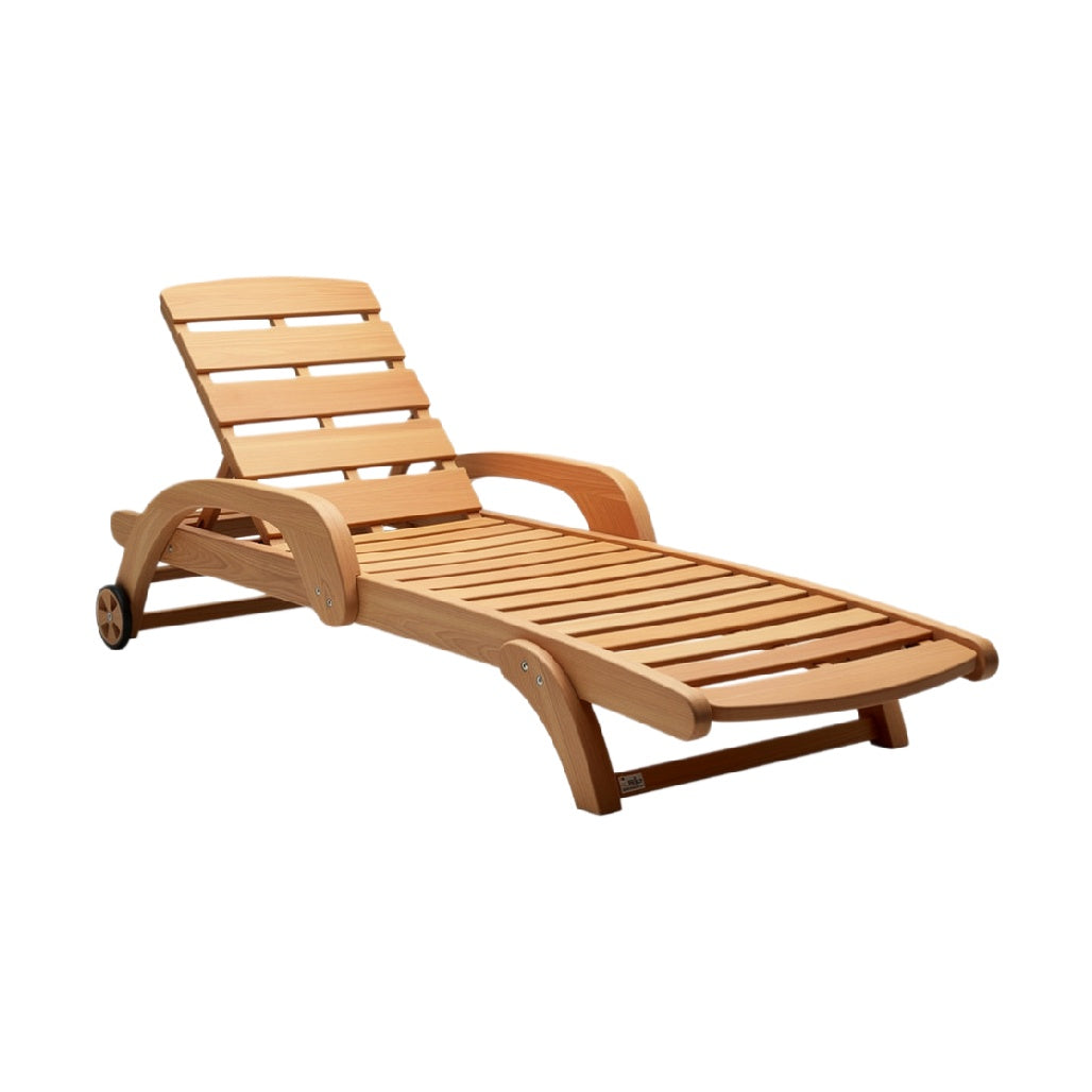 Ergonomic Wooden Sun Lounger with Adjustable Backrest